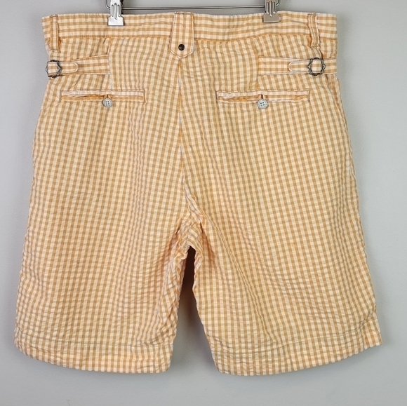ROBERT Graham Bermuda Casual Walking Shorts Gingham Orange Cotton 34 - Picture 5 of 12